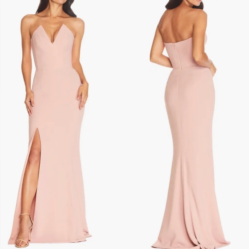 NWOT Dress the Population Fernanda Strapless Evening Gown sz M blush